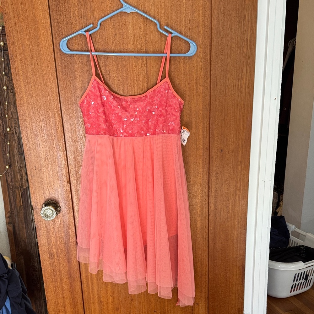 Coral Sequin Dance Performance Costume